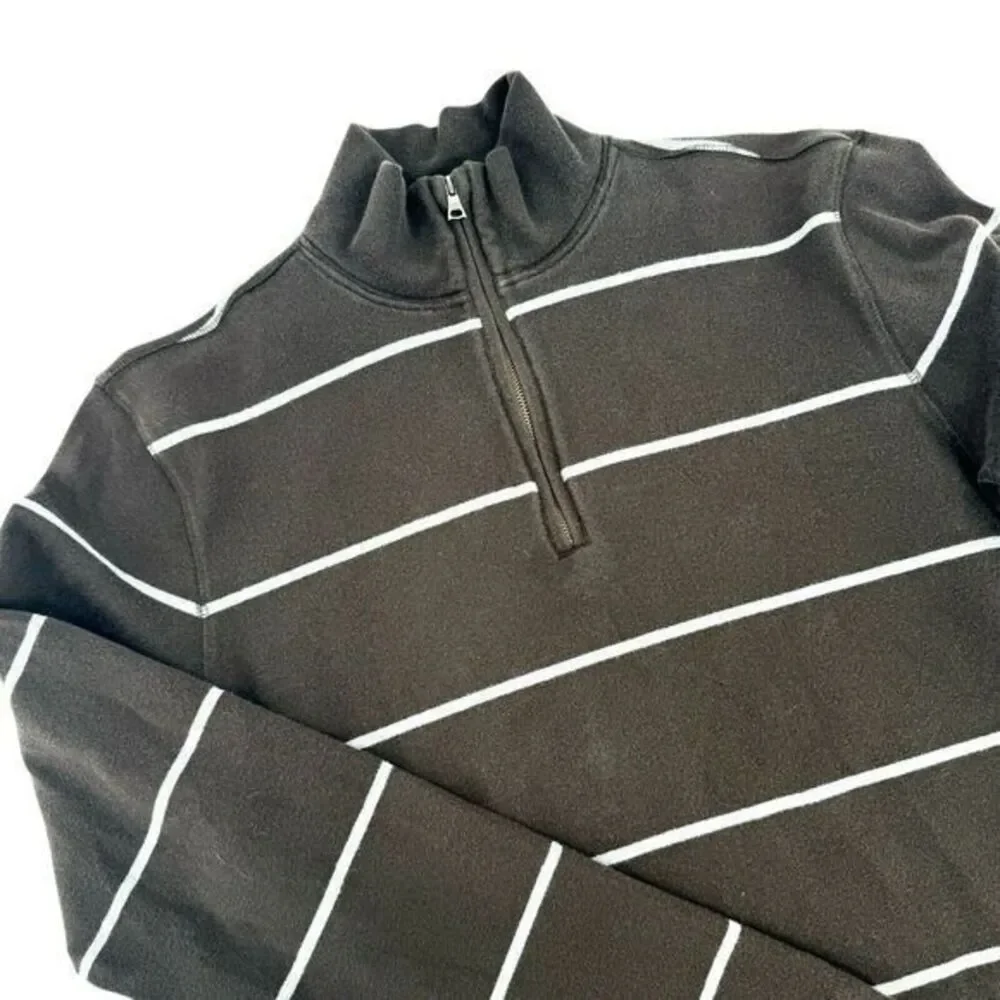 Banana Republic Soft Cotton Blend 1/4 Zip Striped Sweater‎ Men's Medium